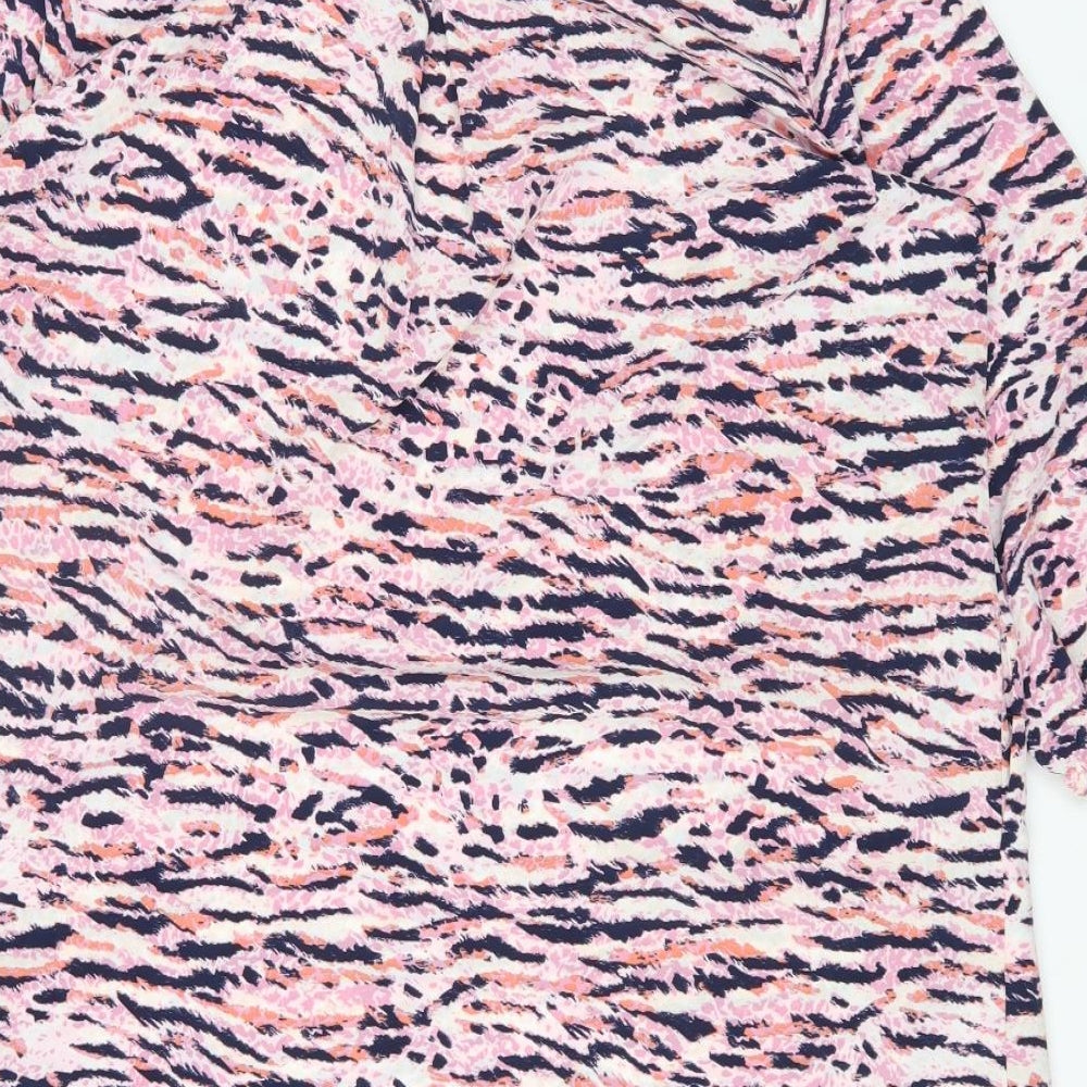 ET VOUS Womens Multicoloured Animal Print Polyester Basic T-Shirt Size 16 Collared - Tiger Print