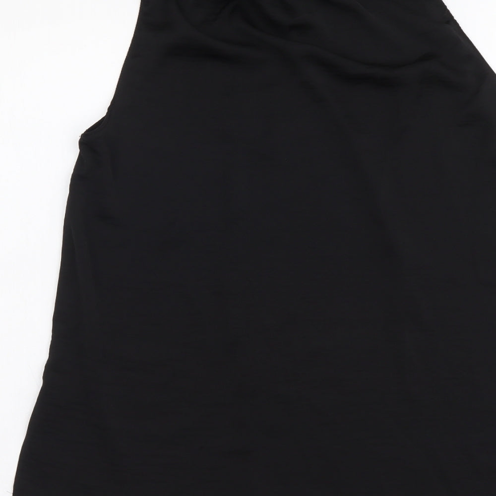 River Island Womens Black Polyester Basic T-Shirt Size 6 Mock Neck