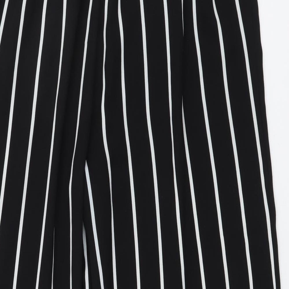 Stradivarius Womens Black Striped Polyester Trousers Size M L20 in Regular