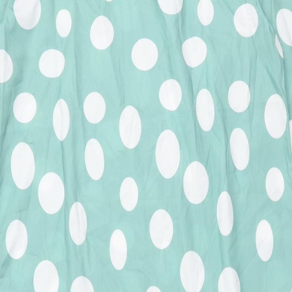 Preworn Womens Green Polka Dot Polyester A-Line Size 2XL V-Neck Pullover