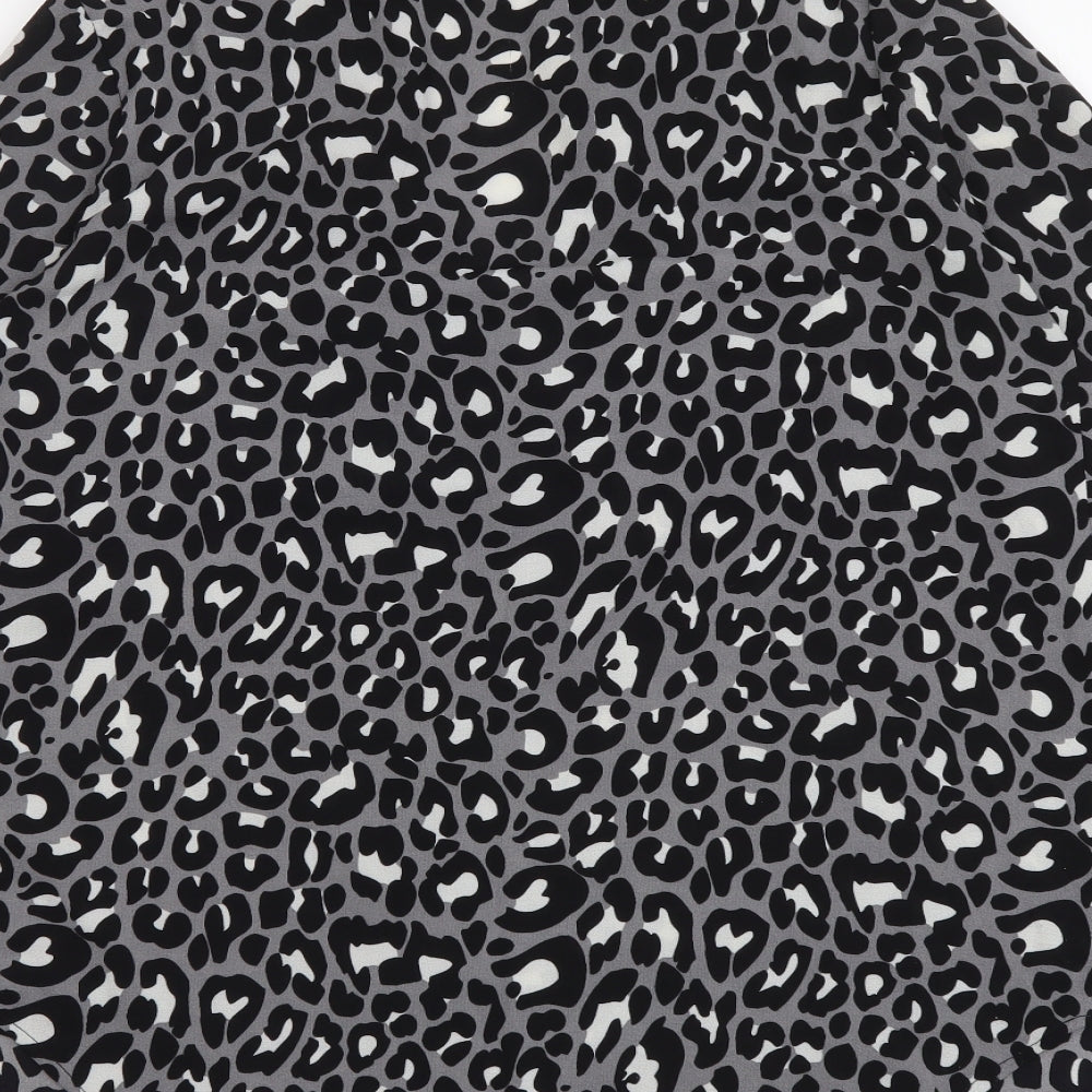Blooming Marvellous Womens Grey Animal Print Polyester Basic Blouse Size 10 V-Neck - Leopard Pattern