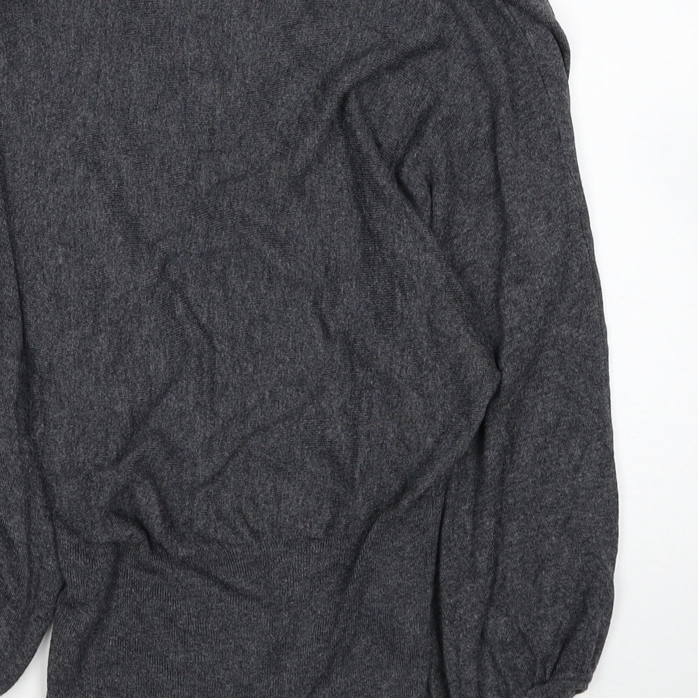 Topshop Womens Grey Viscose Jersey Blouse Size 10 Roll Neck