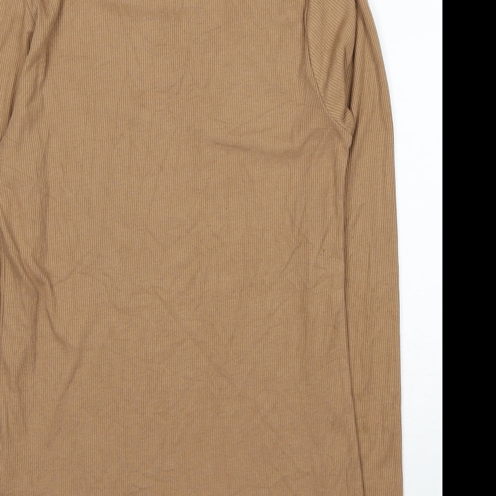 Peacocks Womens Brown High Neck Viscose Pullover Jumper Size 10 - Ribbed