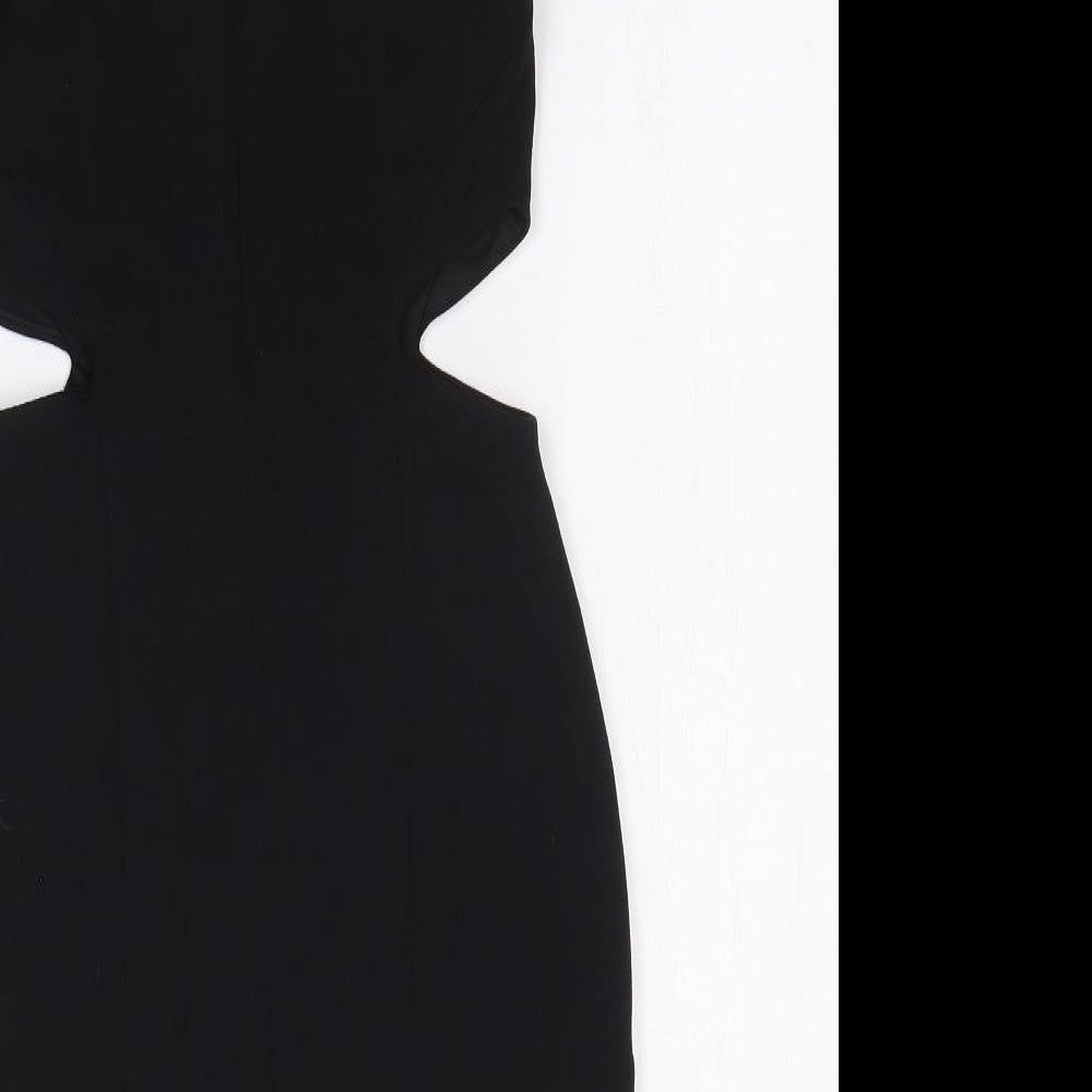 Topshop Womens Black Polyester Bodycon Size 6 Mock Neck Pullover