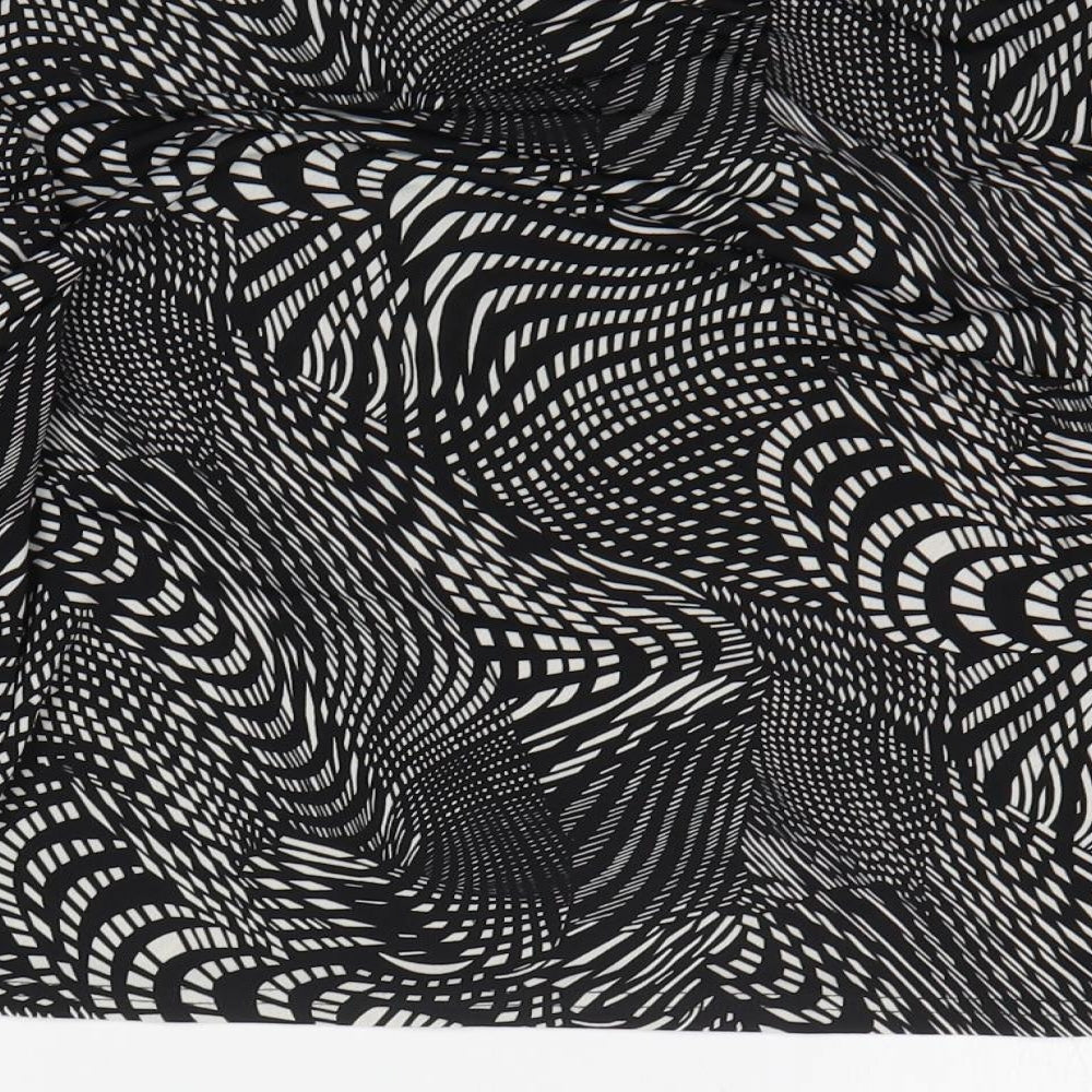 Citrus Womens Black Geometric Polyester Basic T-Shirt Size 12 Round Neck