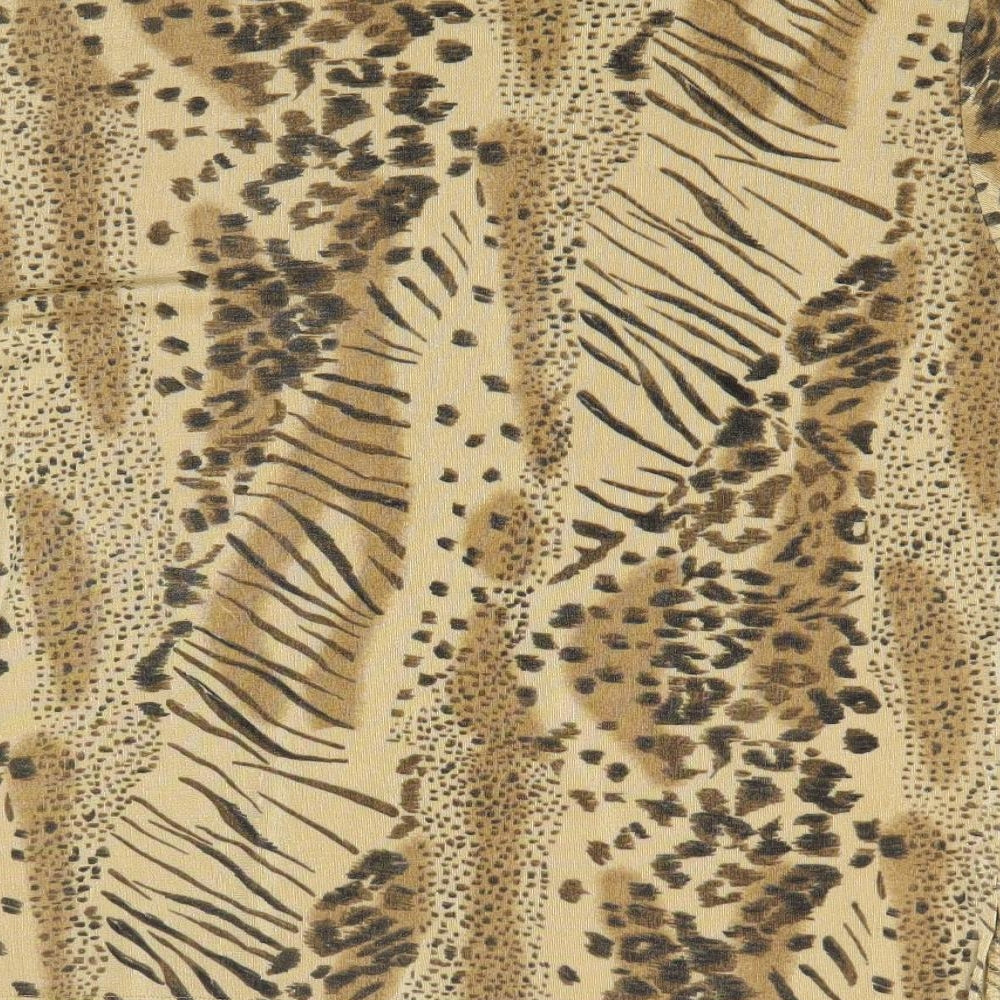 Pure & Natural Womens Brown Animal Print Polyester Basic T-Shirt Size 10 Round Neck - Leopard Tiger Print