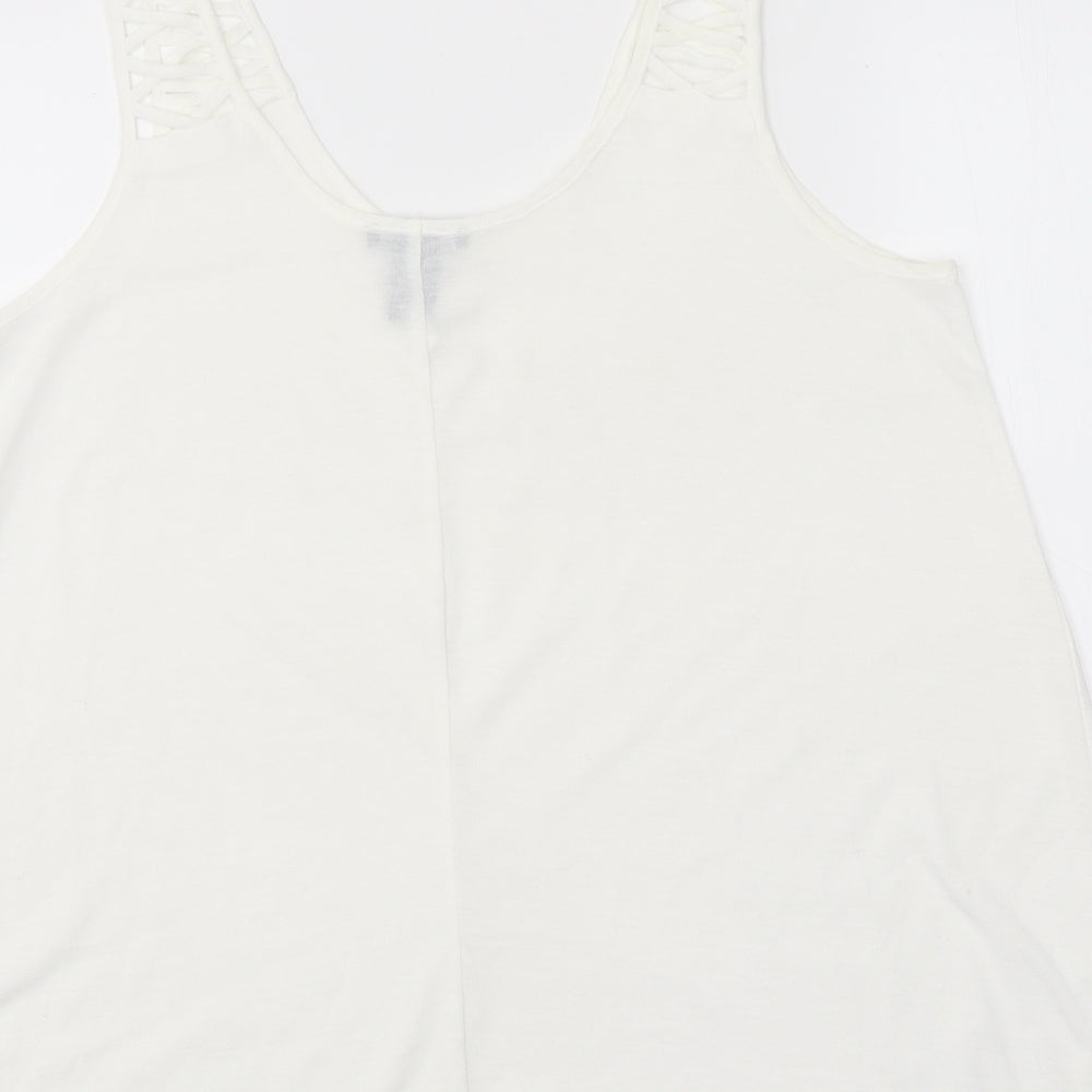 H&M Womens White Polyester Jersey Tank Size S Round Neck