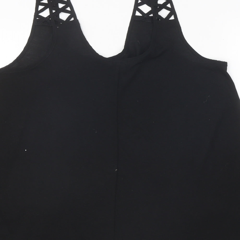 H&M Womens Black Polyester Jersey Tank Size S V-Neck