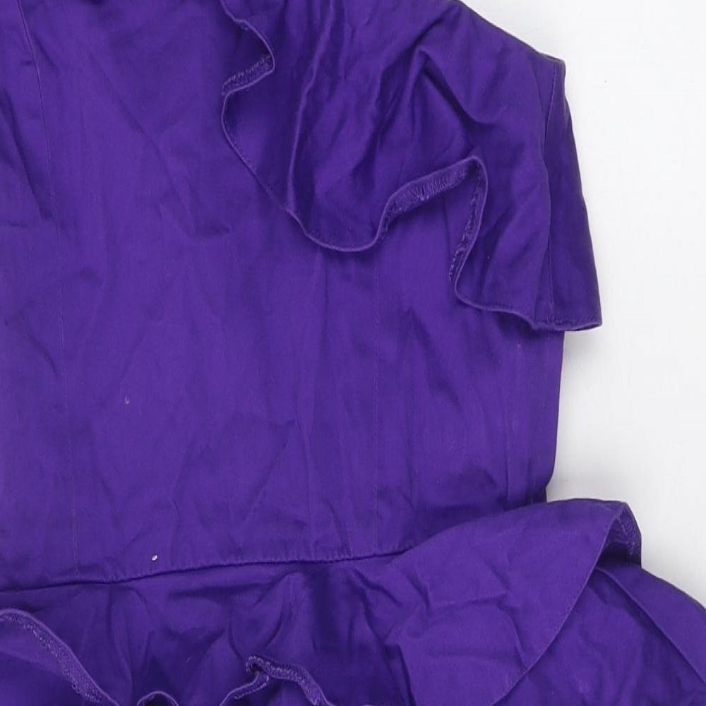 New Look Womens Purple Polyester Mini Size 10 One Shoulder Zip
