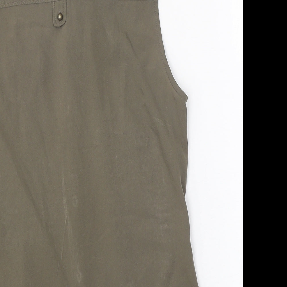 VERO MODA Womens Green Polyester Basic Button-Up Size S Mock Neck