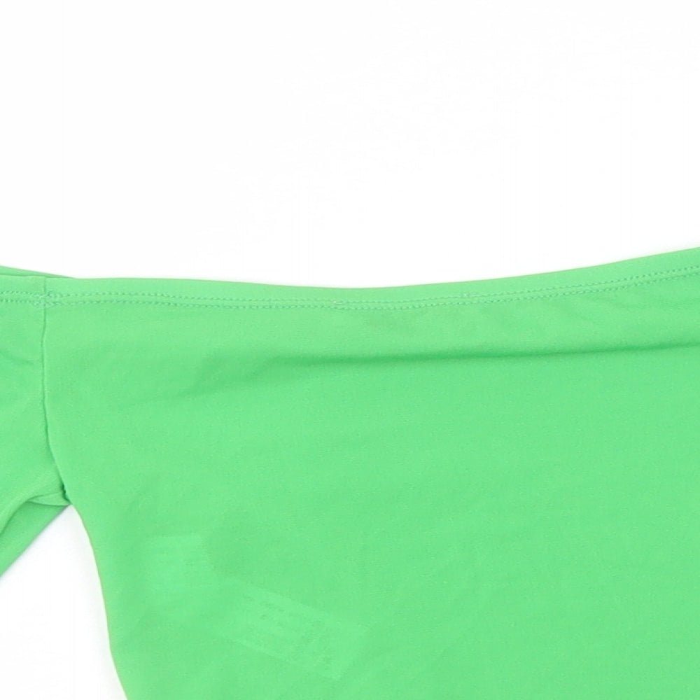Zara Womens Green Polyester Cropped T-Shirt Size S Off the Shoulder