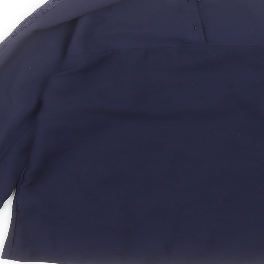 Marks & Spencer Girls Blue Polyester Basic Casual Size 11-12 Years Crew Neck Button