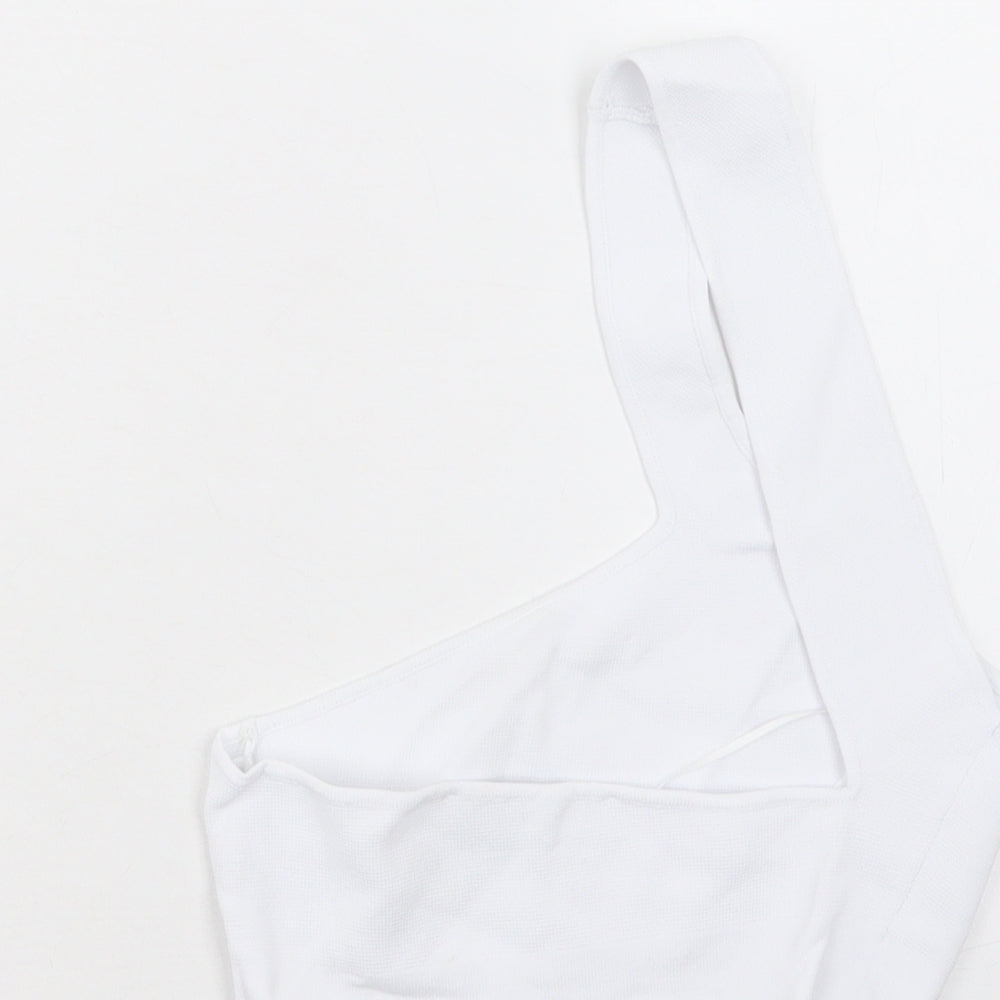 Zara Womens White Viscose Cropped Tank Size S One Shoulder