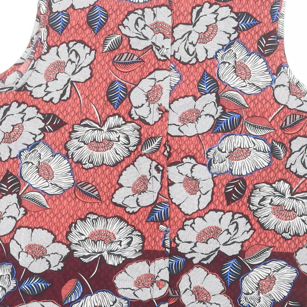 New Look Womens Pink Floral Polyester Basic Tank Size 10 Boat Neck