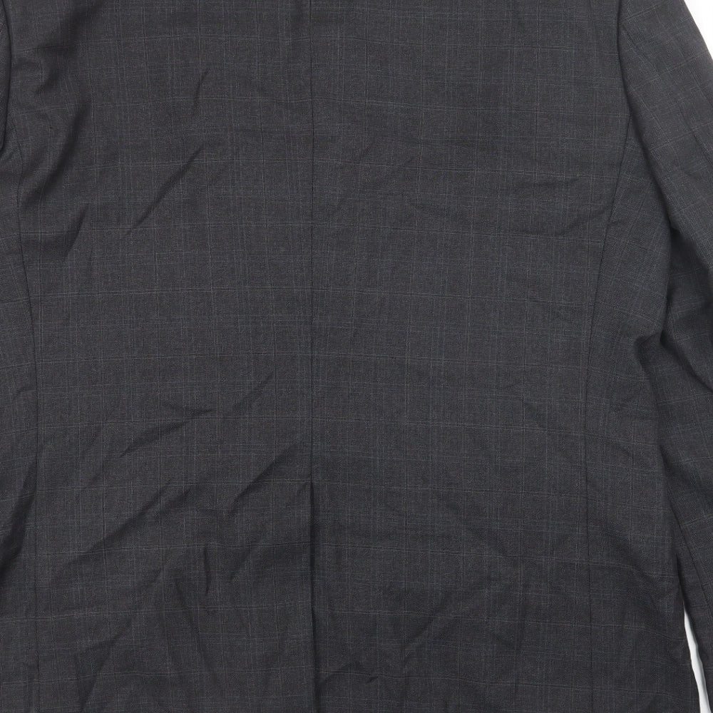 Marks & Spencer Mens Grey Plaid Wool Jacket Suit Jacket Size 42