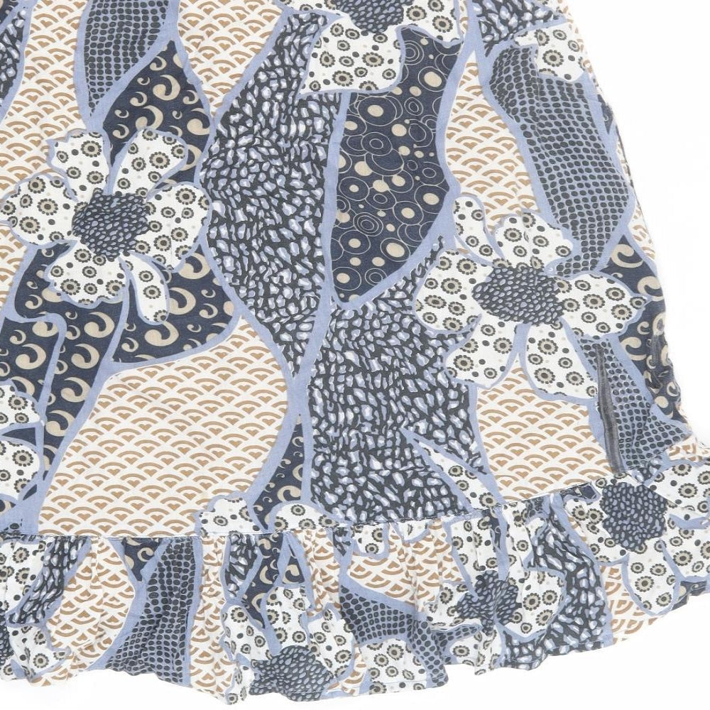 VERO MODA Womens Multicoloured Geometric Cotton Flare Skirt Size 38 Zip