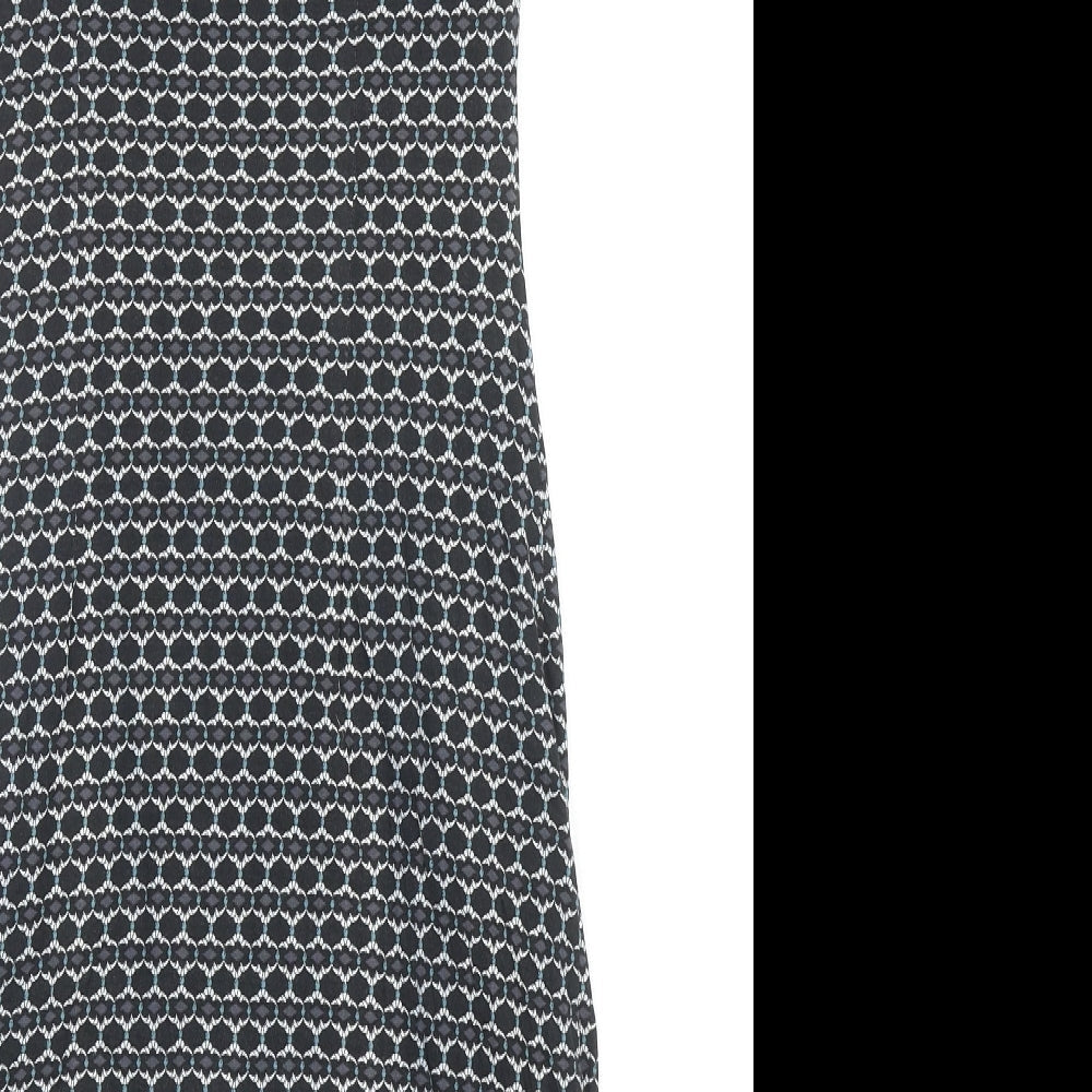 LOFT Womens Black Geometric Viscose Pencil Dress Size S Boat Neck Pullover