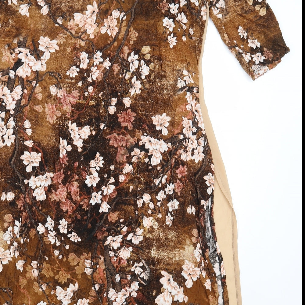 Preworn Womens Multicoloured Floral Cotton A-Line Size 2XL Round Neck Pullover