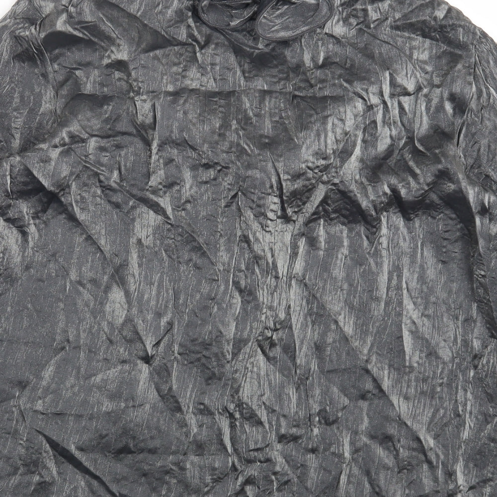 Piano Womens Grey Polyester Basic Blouse Size XL Scoop Neck