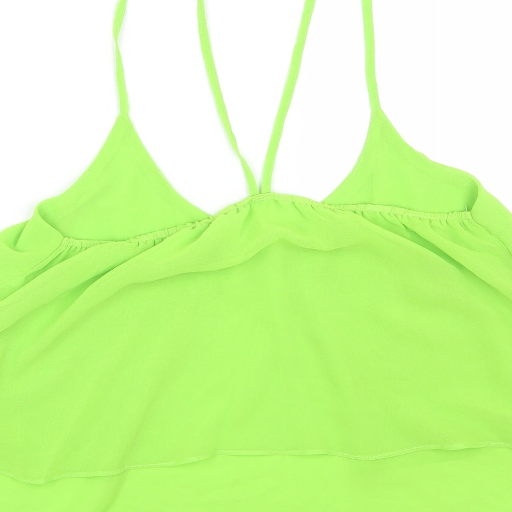 Vera&Lucy Womens Green Polyester Cropped Tank Size M Scoop Neck