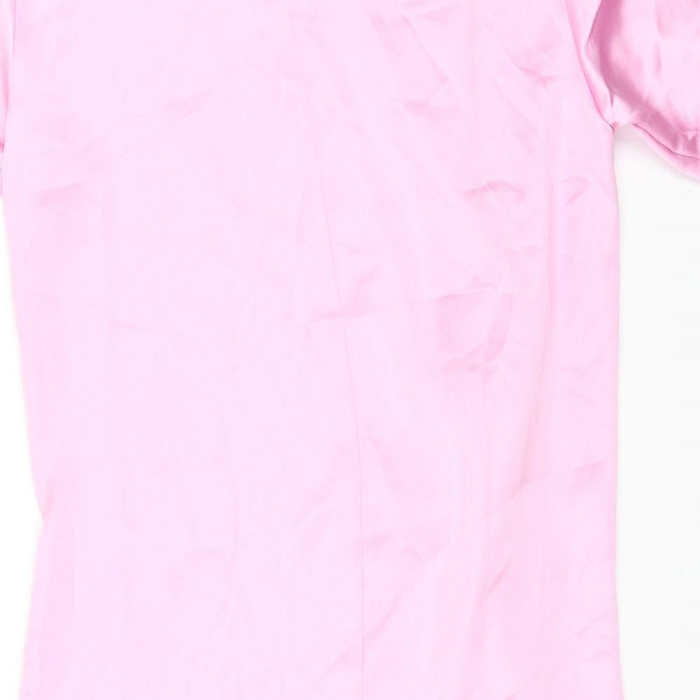 Zara Womens Pink Polyester A-Line Size L Round Neck Zip