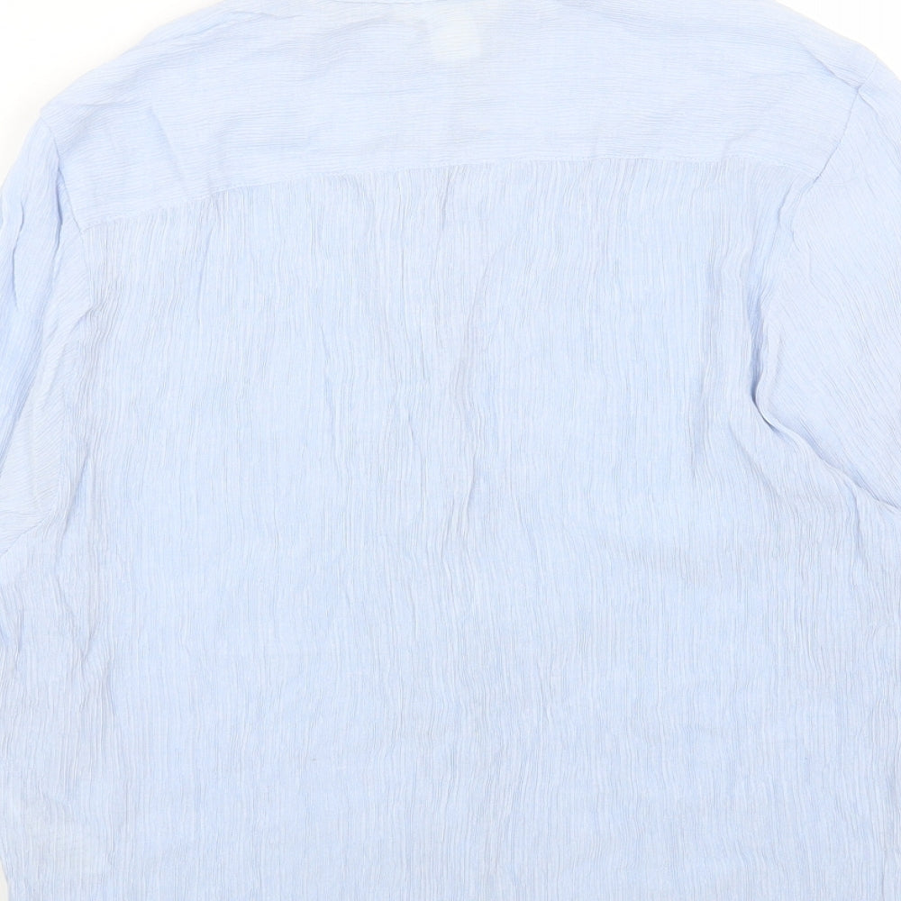 H&M Womens Blue Viscose Basic Button-Up Size 6 Round Neck
