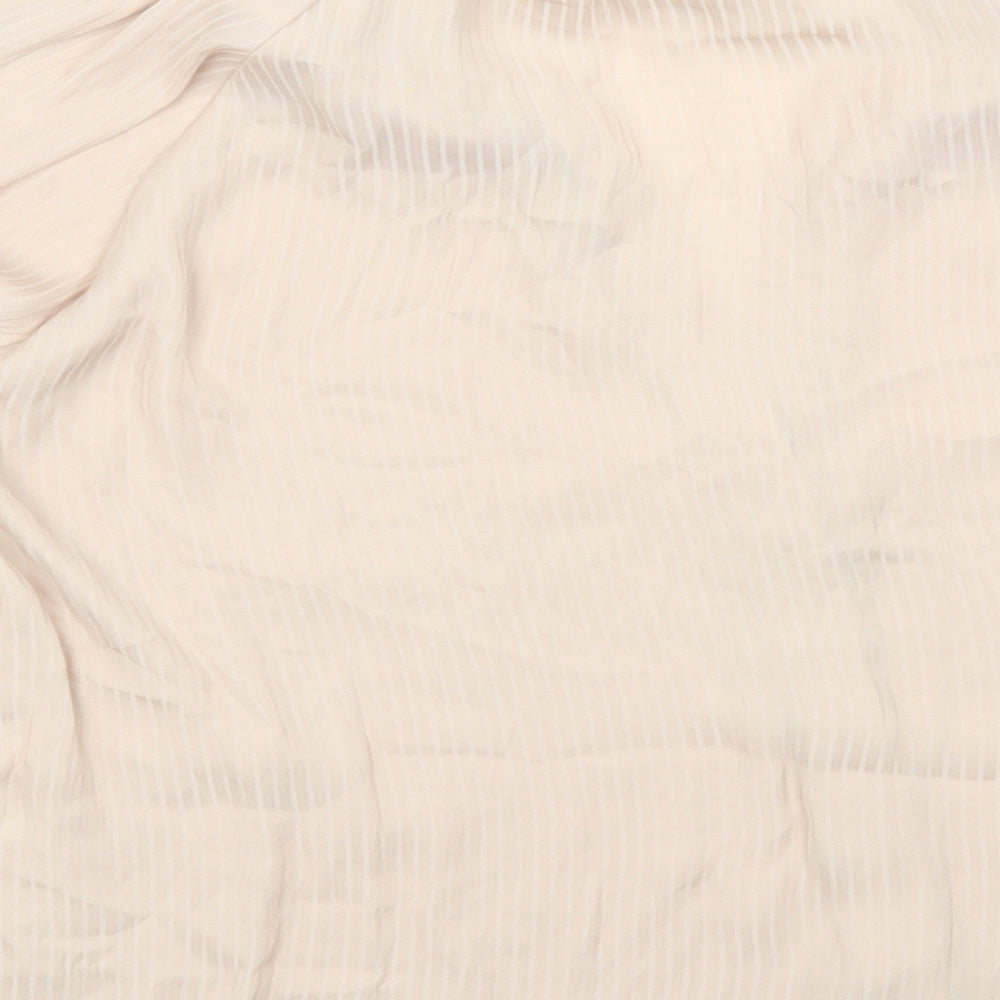 H&M Womens Beige Polyester Basic Button-Up Size 14 V-Neck