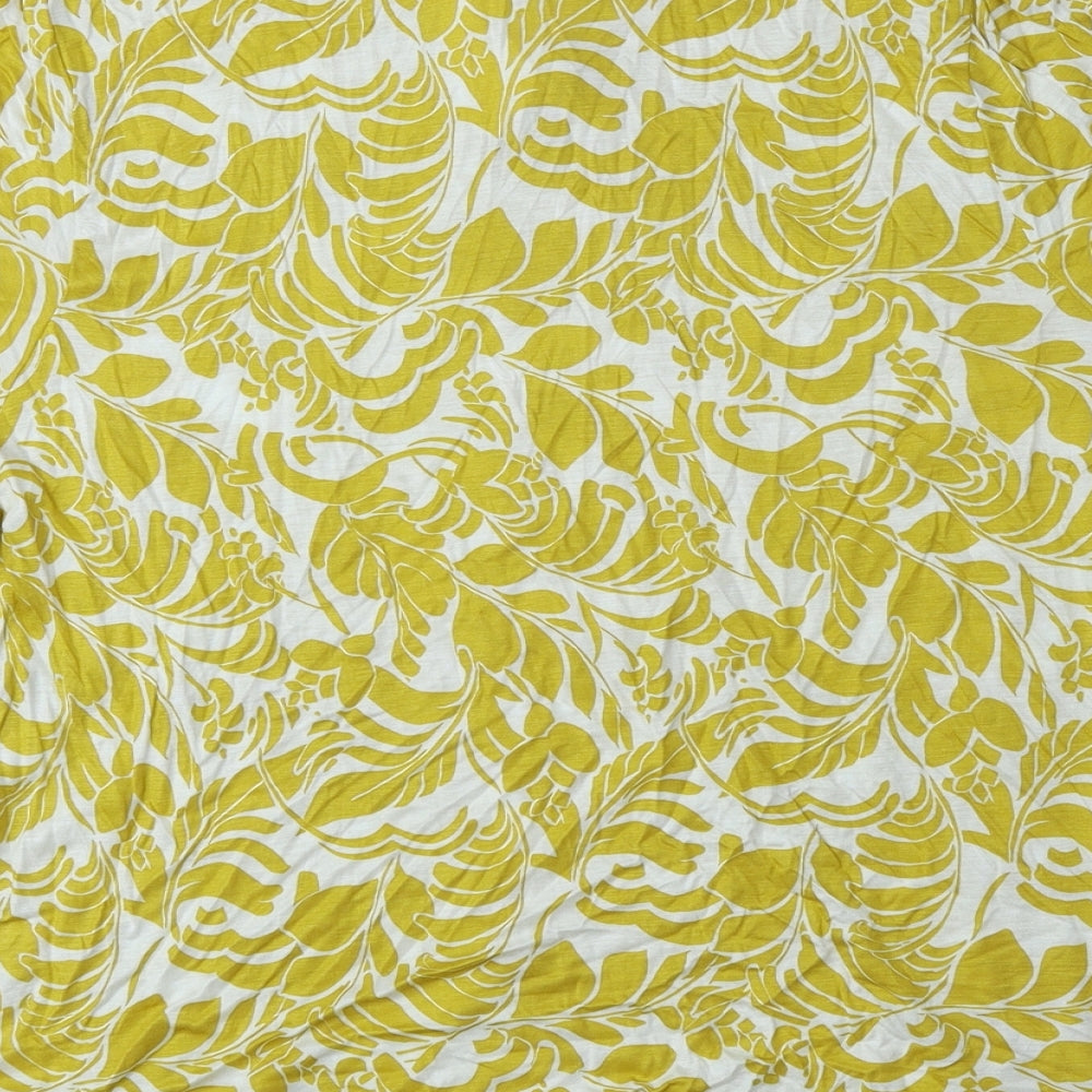 Marks & Spencer Womens Yellow Floral Polyester Basic Blouse Size 20 V-Neck