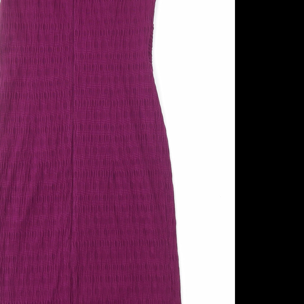 Per Una Womens Purple Polyester Pencil Dress Size 10 Round Neck Zip