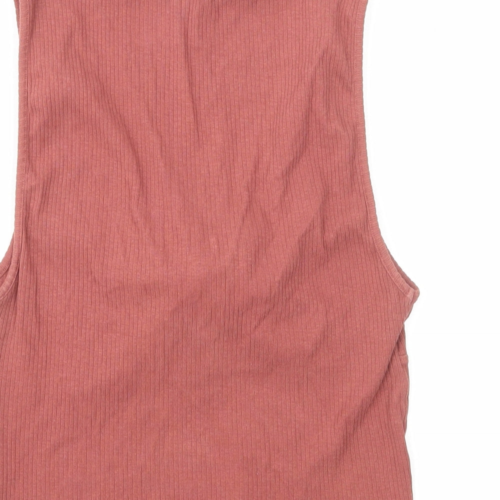 New Look Womens Red Cotton Cropped Tank Size 16 V-Neck - Tie Front Detail