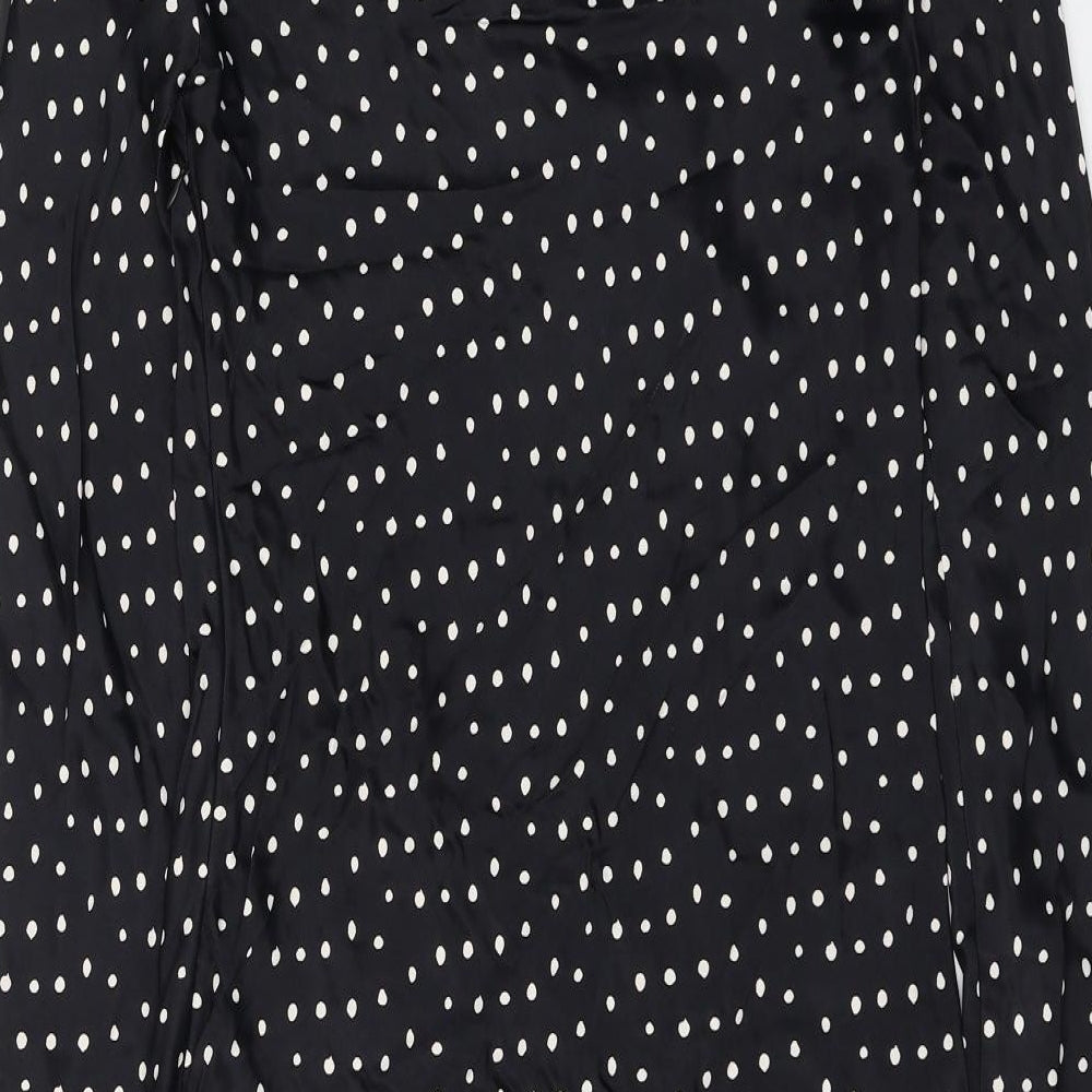 Zara Womens Black Polka Dot Viscose Shift Size M Round Neck Pullover