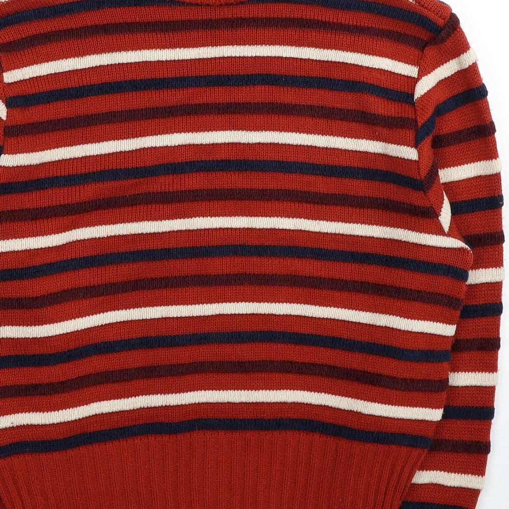 Cooperative Womens Red Roll Neck Striped Acrylic Pullover Jumper Size S