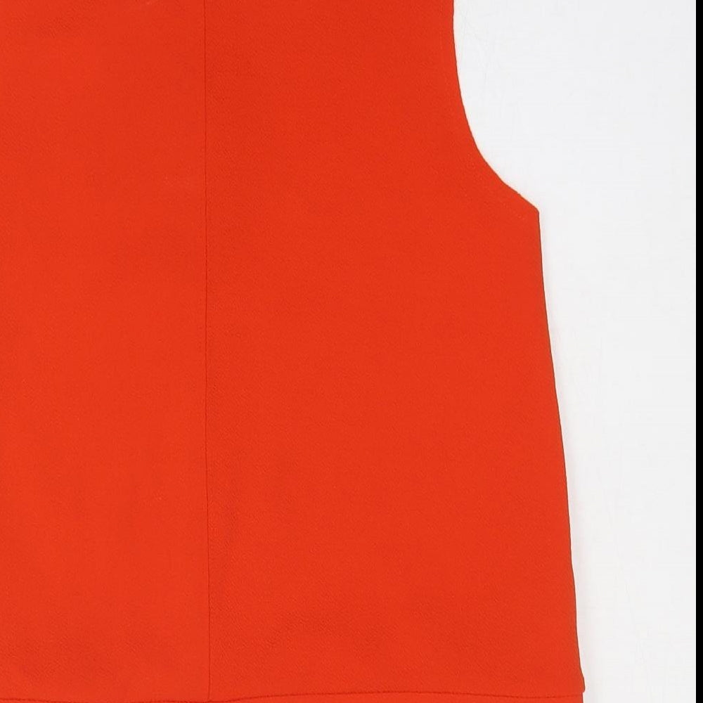 Mango Womens Orange Polyester Basic Tank Size S Boat Neck