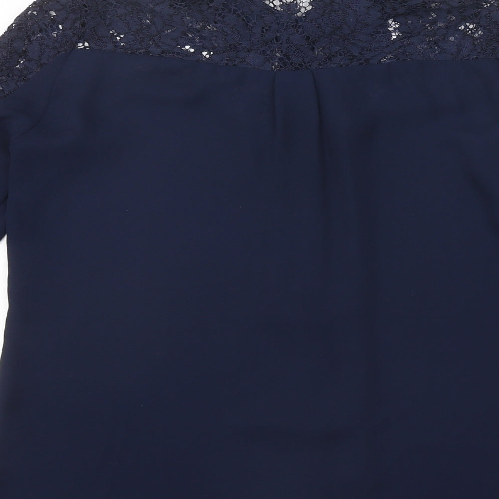 Zara Womens Blue Polyester Jersey Button-Up Size S Collared
