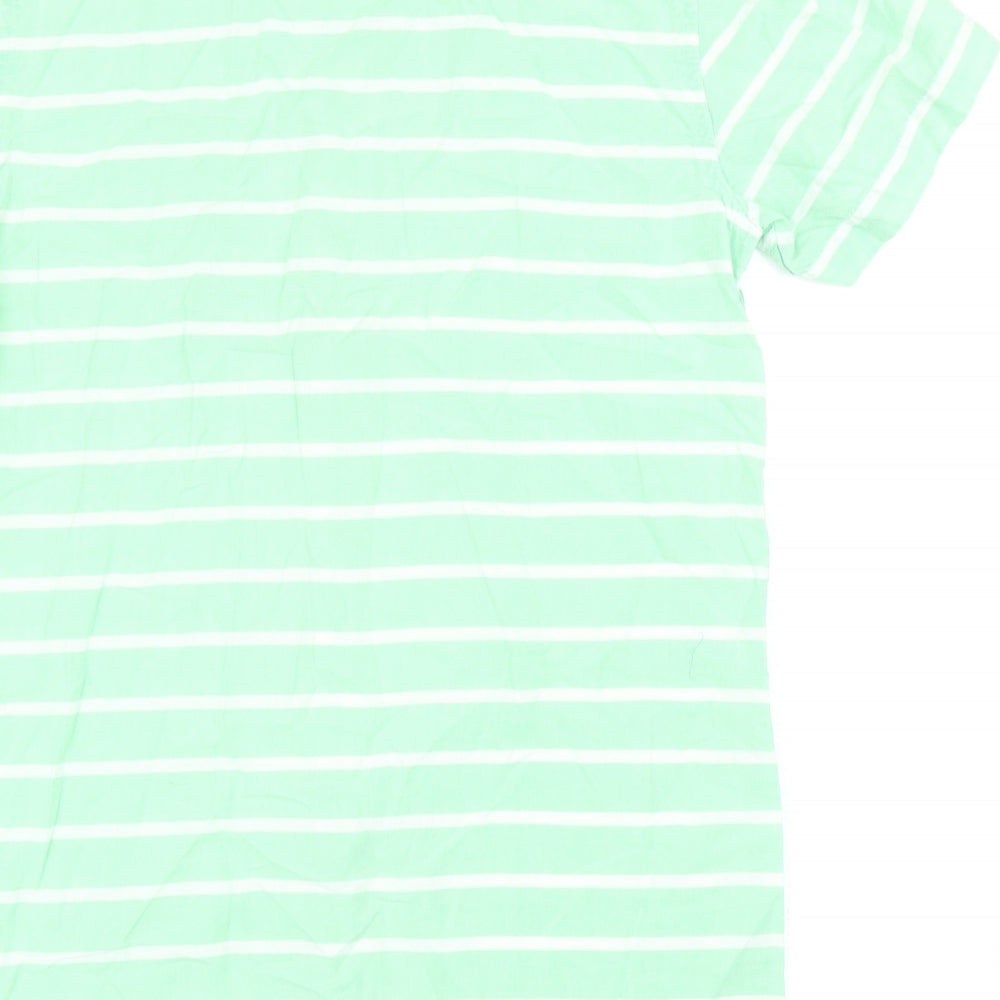 Cedarwood State Mens Green Striped Cotton Button-Up Size XS Collared Button