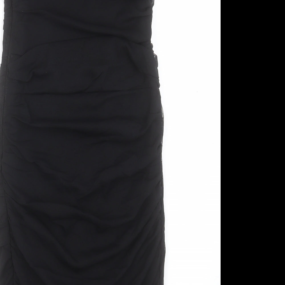 Savida Womens Black Polyester A-Line Size 12 Crew Neck Zip