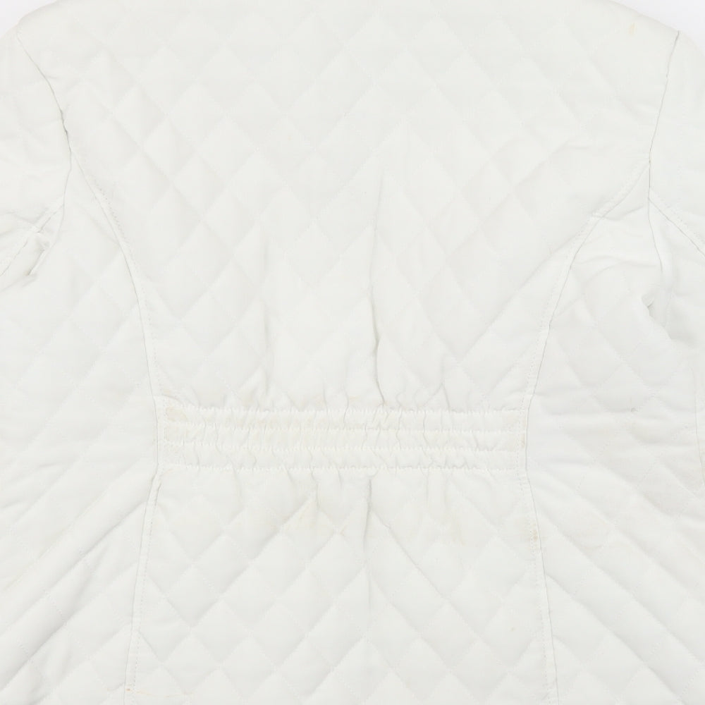 Gallery Womens White Quilted Coat Size M Zip