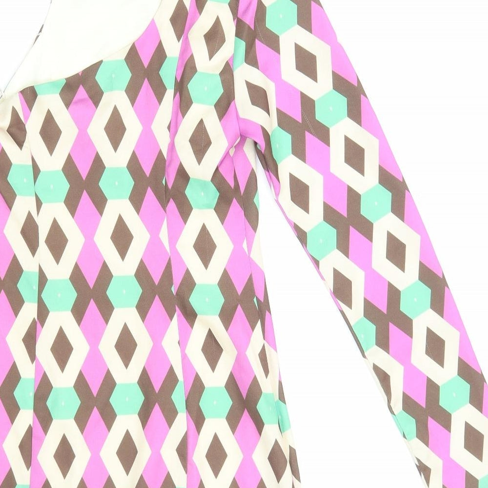 Zara Womens Multicoloured Geometric Polyester Mini Size XS One Shoulder Zip