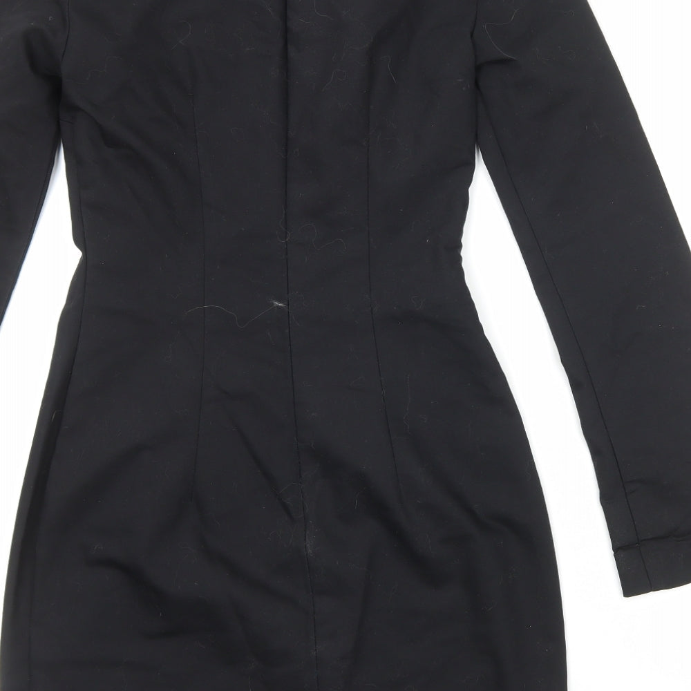 H&M Womens Black Viscose Bodycon Size 8 Round Neck Zip