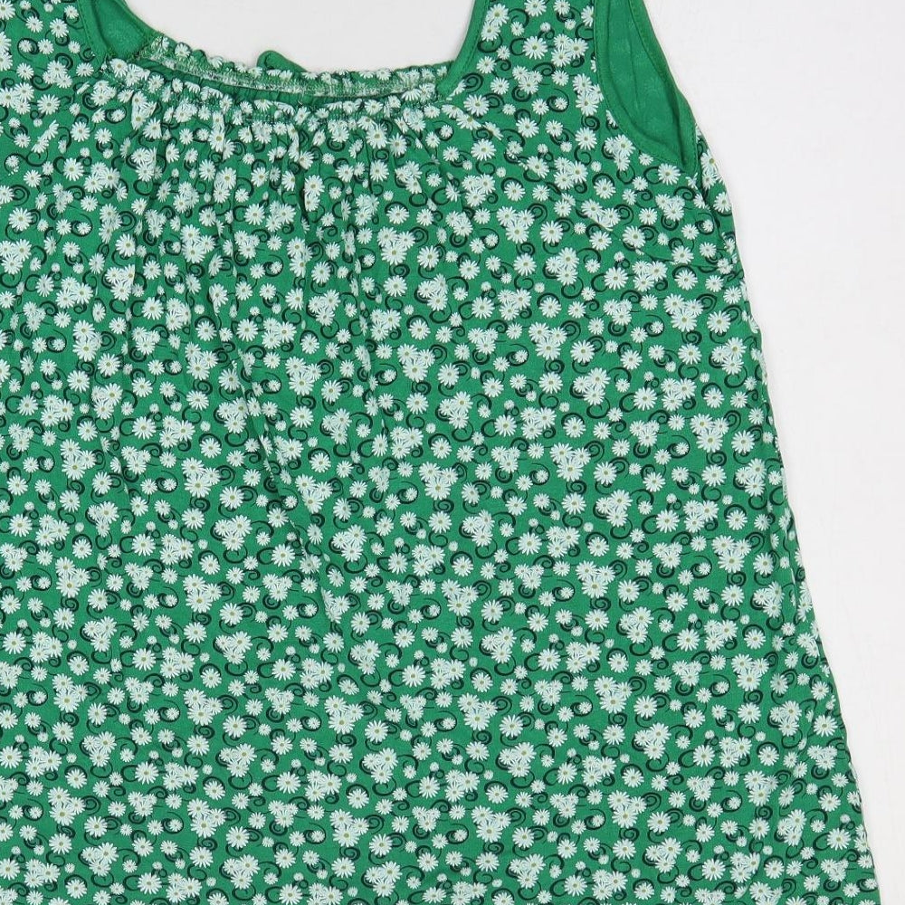 Preworn Womens Green Floral Viscose Basic Tank Size M Scoop Neck