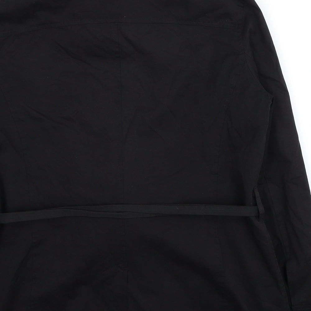OffShoot Womens Black Trench Coat Jacket Size 14 Button