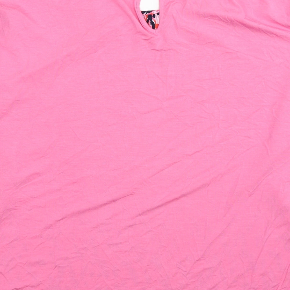 Marks & Spencer Womens Pink Animal Print Polyester Basic Blouse Size 16 Round Neck - Leopard Print