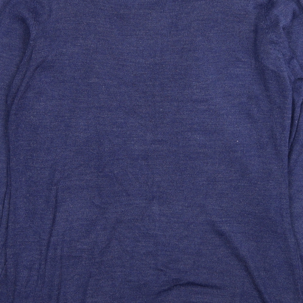 EWM Womens Purple Round Neck Geometric Acrylic Pullover Jumper Size 10 - Size 10-12 Cardigan Effect