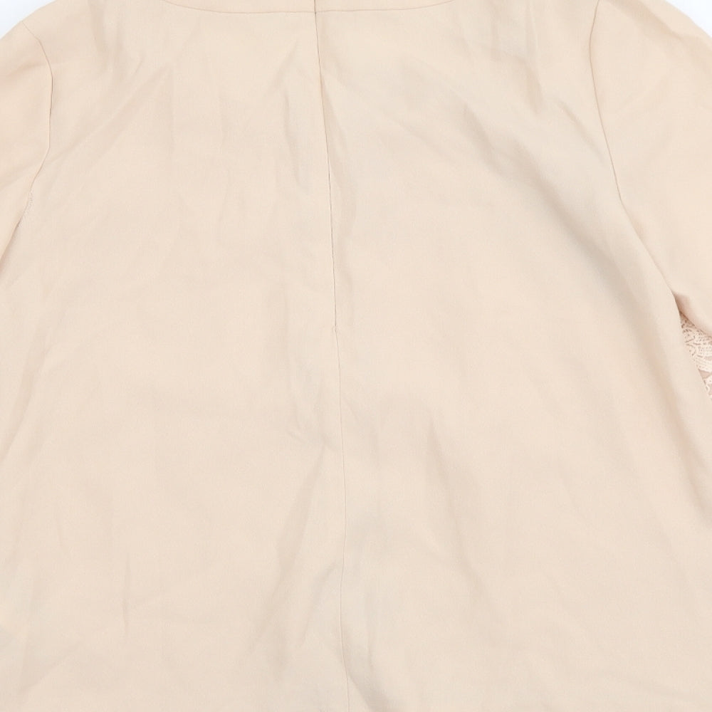 Oasis Womens Pink Floral Polyester Basic Blouse Size 10 Round Neck
