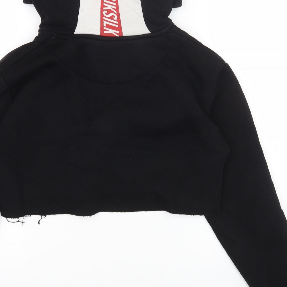 SikSilk Womens Black Cotton Pullover Hoodie Size 8 Pullover