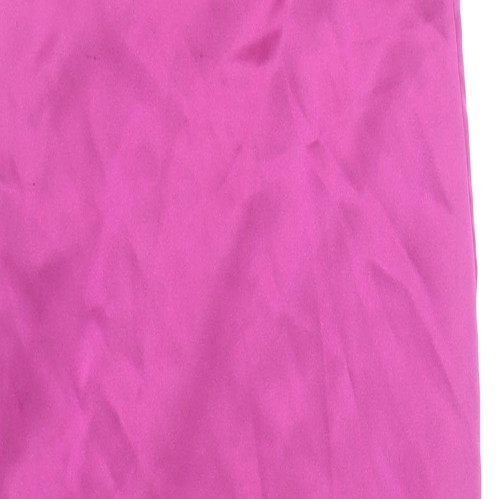 Zara Womens Pink Viscose Shift Size S Square Neck Zip - Open Side Wrap Detail