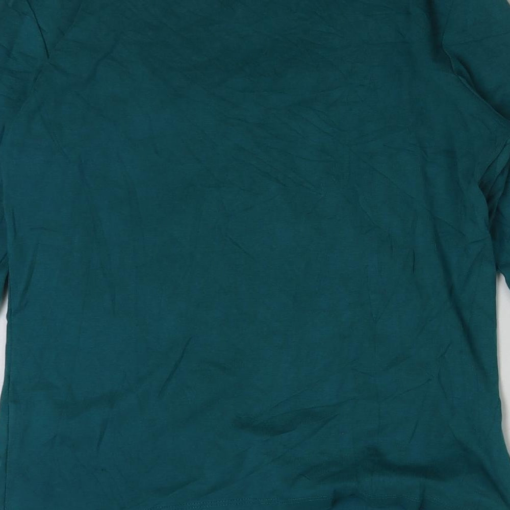 M&Co Womens Green Cotton Basic T-Shirt Size M Scoop Neck