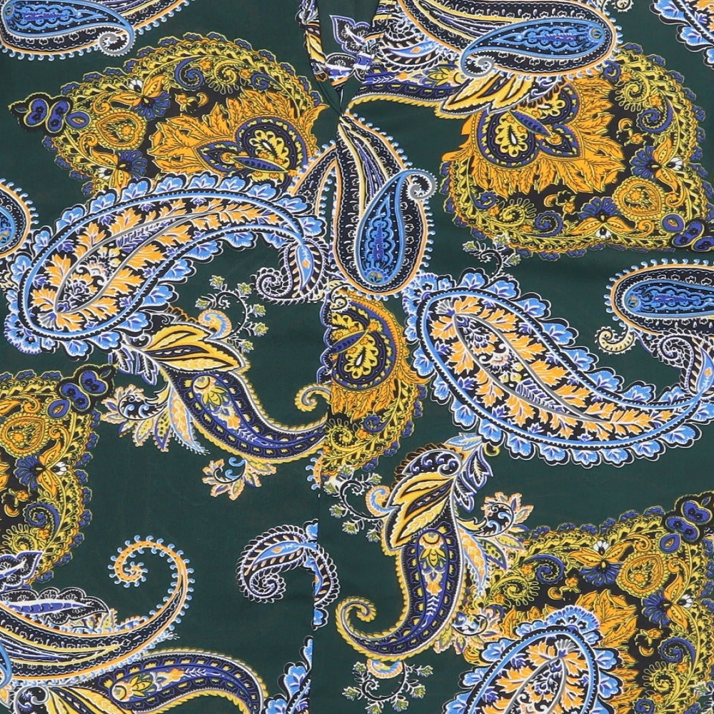 Dorothy Perkins Womens Green Paisley Polyester Basic Blouse Size 10 Boat Neck
