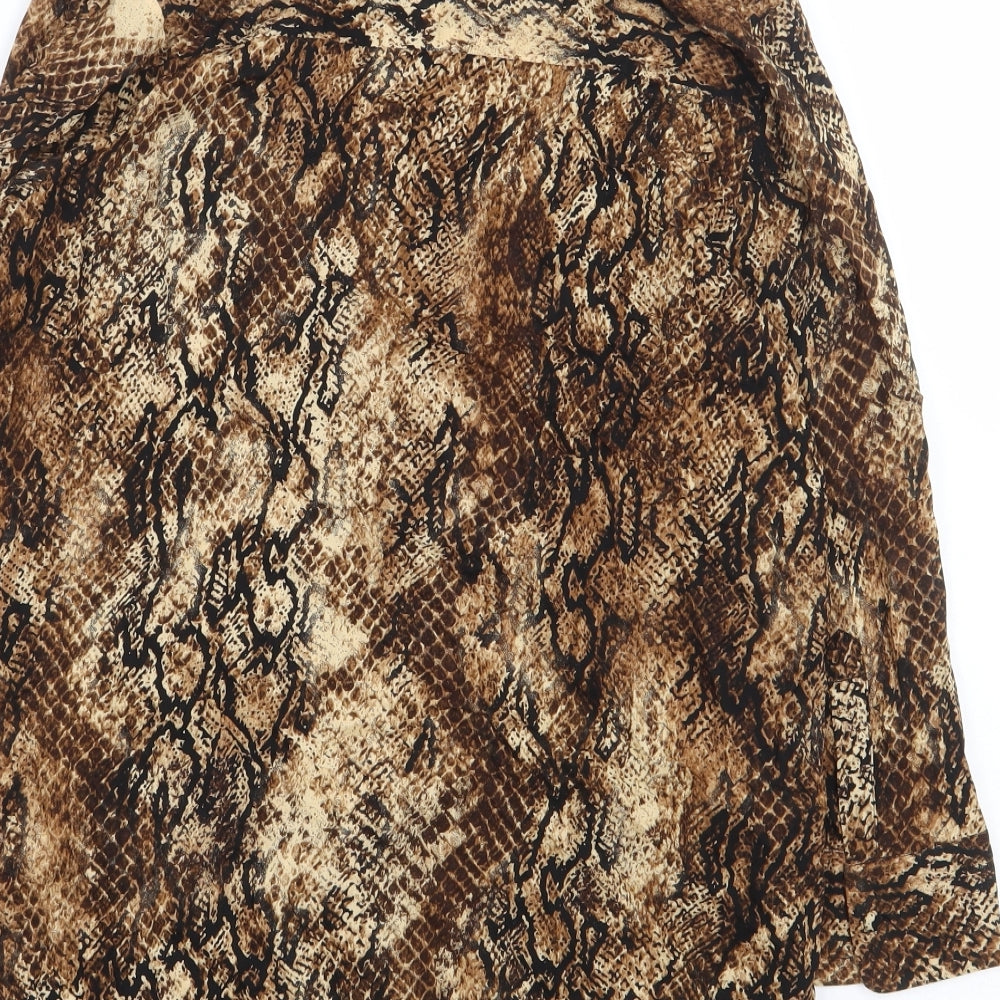 River Island Womens Beige Animal Print Viscose Basic Button-Up Size 8 Collared - Snake Skin Print