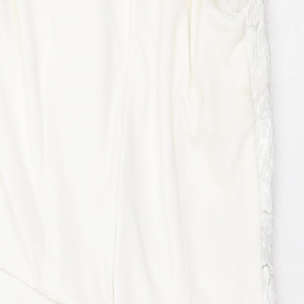 Quiz Womens White Floral Polyester Bodycon Size 6 Mock Neck Zip